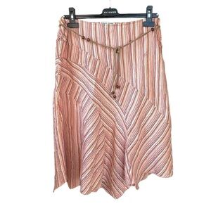 POINT ZERO Nicole Benisti Striped Midi Skirt With Rope Belt 9/10